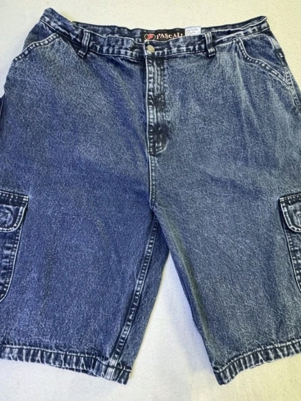 Men's Washed Denim Cargo Shorts - Blue